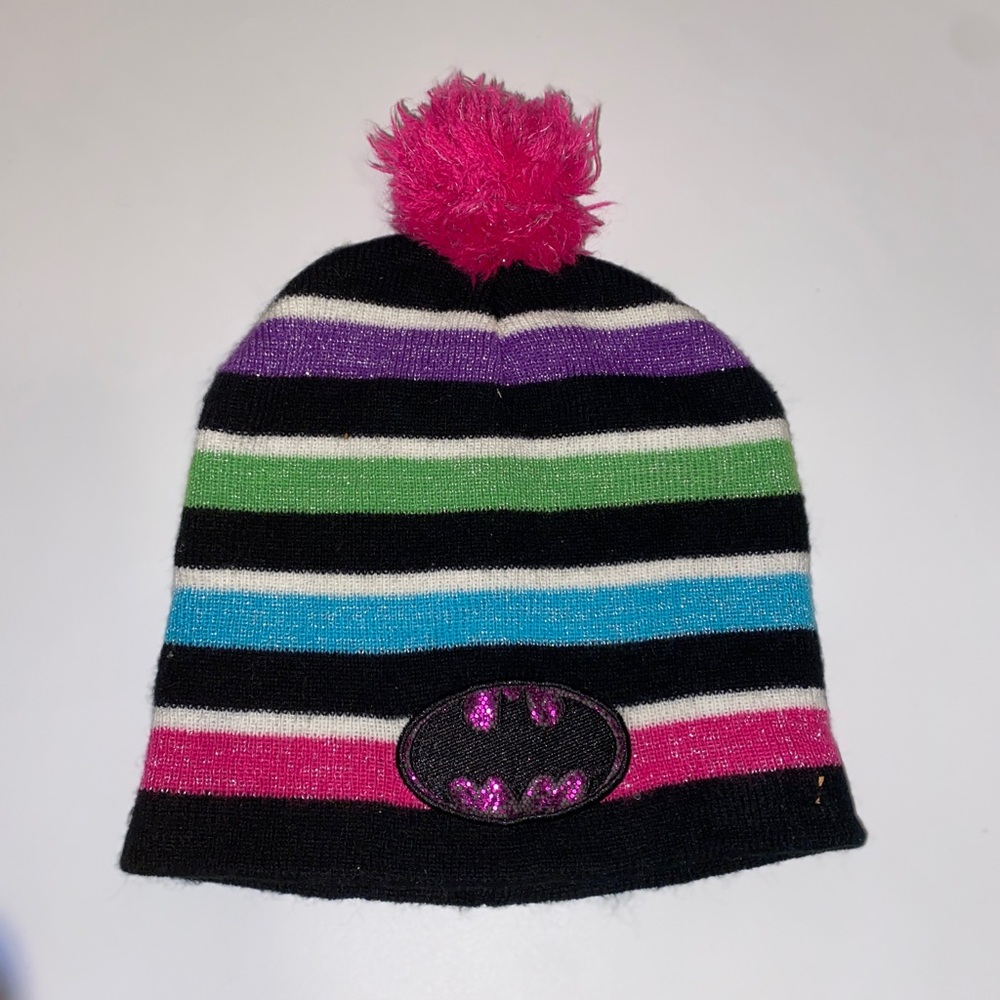 Striped Kids Beanie with Pom Pom